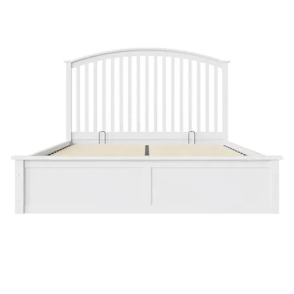 Ottoman Bed Frame with Storage - White, Wood