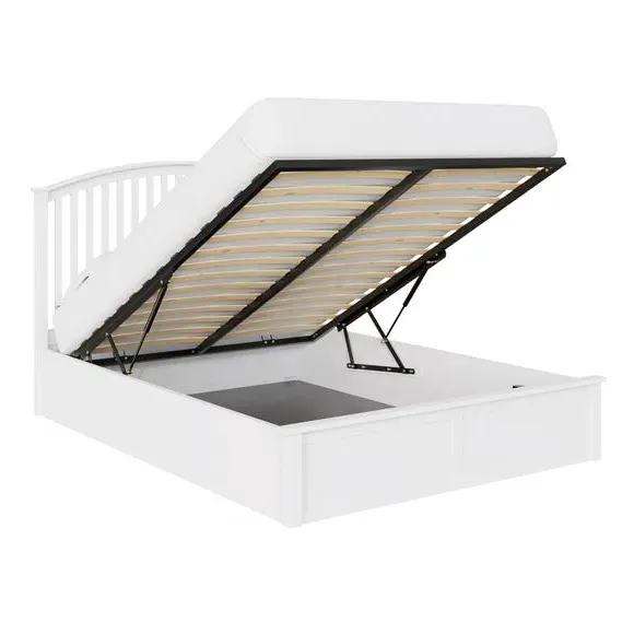 Ottoman Bed Frame with Storage - White, Wood