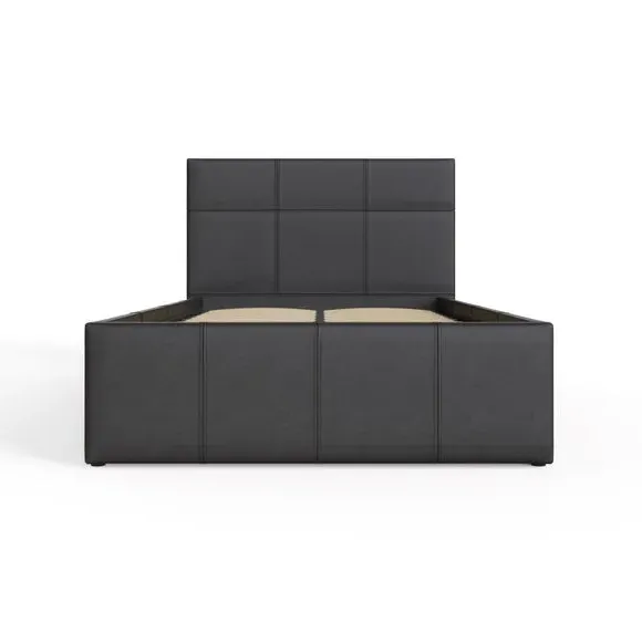 Side Lift Ottoman Bed - Black, Faux Leather