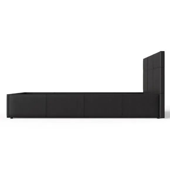 Side Lift Ottoman Bed - Black, Faux Leather
