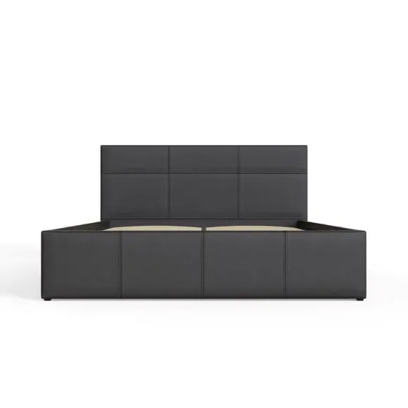 Side Lift Ottoman Bed - Black, Faux Leather