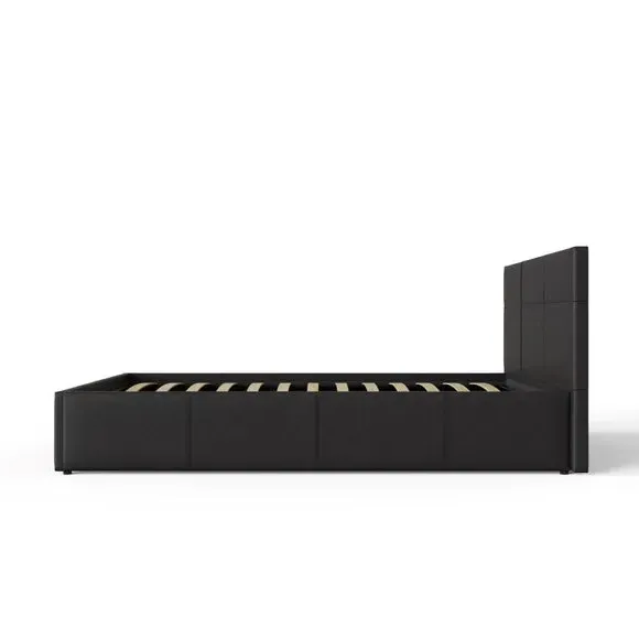 Side Lift Ottoman Bed - Black, Faux Leather