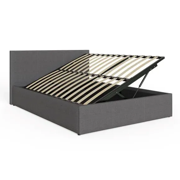 Side Lift Ottoman Bed Frame - Dark Grey, Fabric