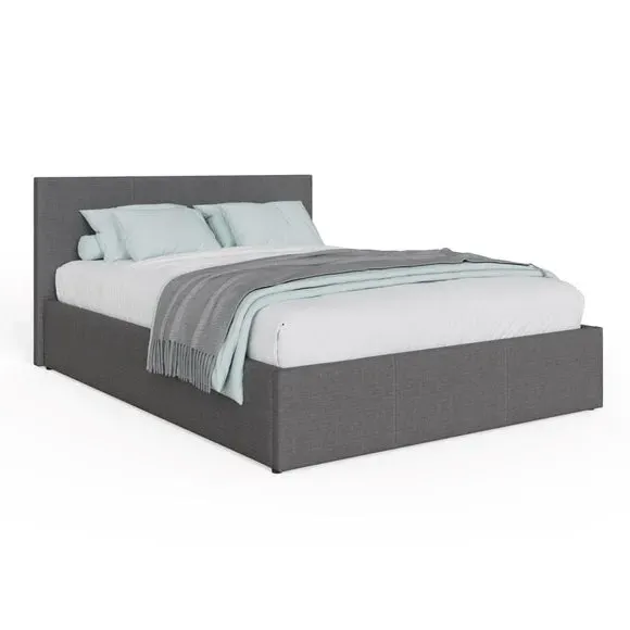 Side Lift Ottoman Bed Frame - Dark Grey, Fabric