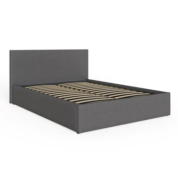 Side Lift Ottoman Bed Frame - Dark Grey, Fabric