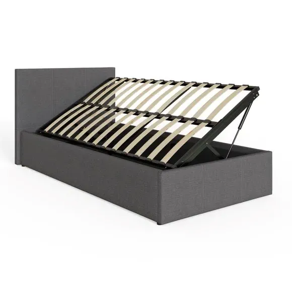 Side Lift Ottoman Bed Frame - Dark Grey, Fabric