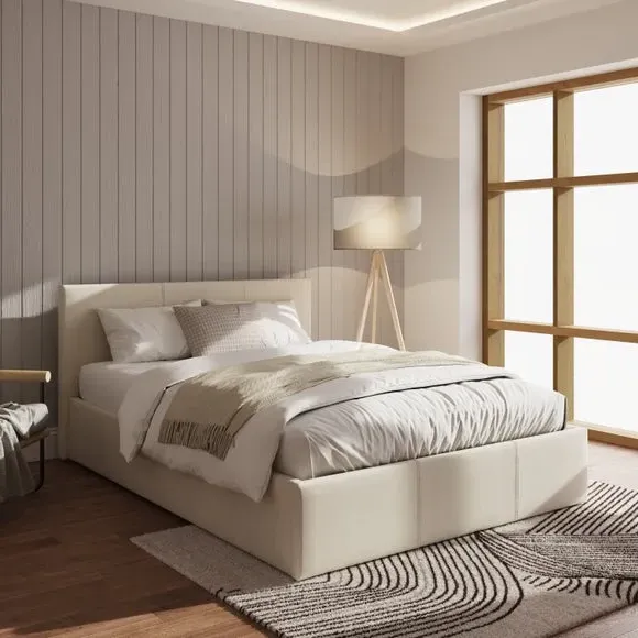 Side Lift Ottoman Bed Frame - Natural, Fabric