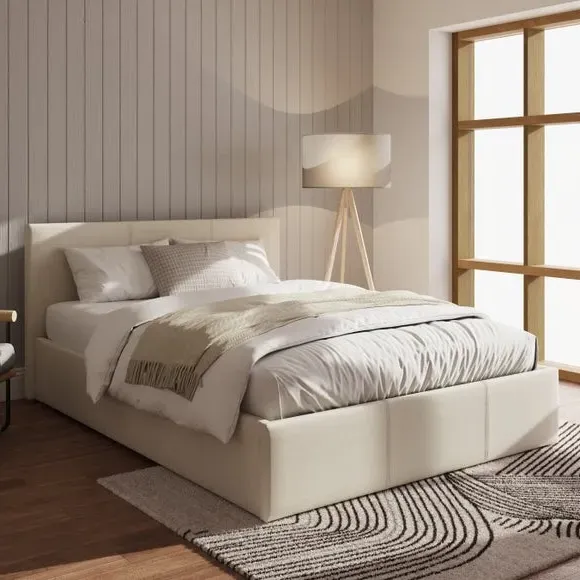 Side Lift Ottoman Bed Frame - Natural, Fabric