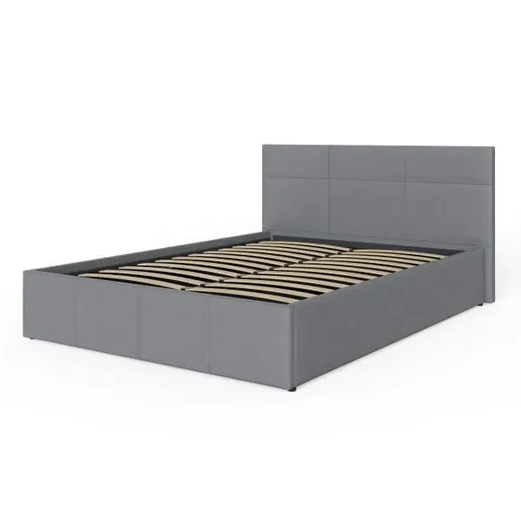 Side Lift Ottoman Bed - Grey, Faux Leather