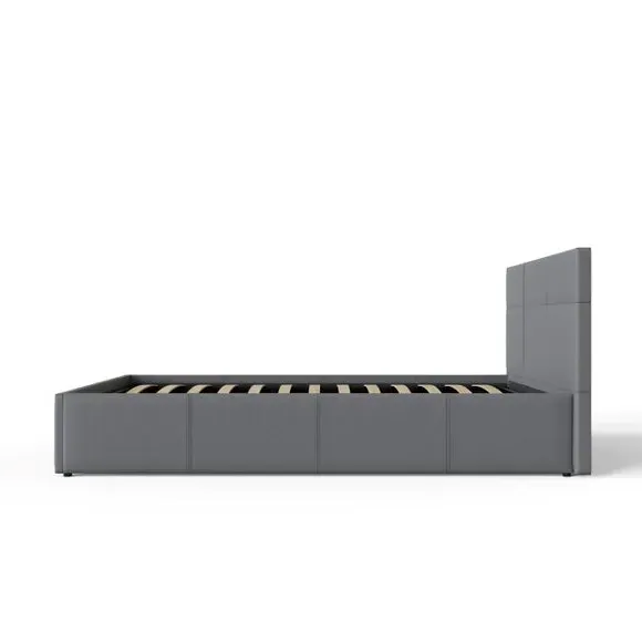 Side Lift Ottoman Bed - Grey, Faux Leather