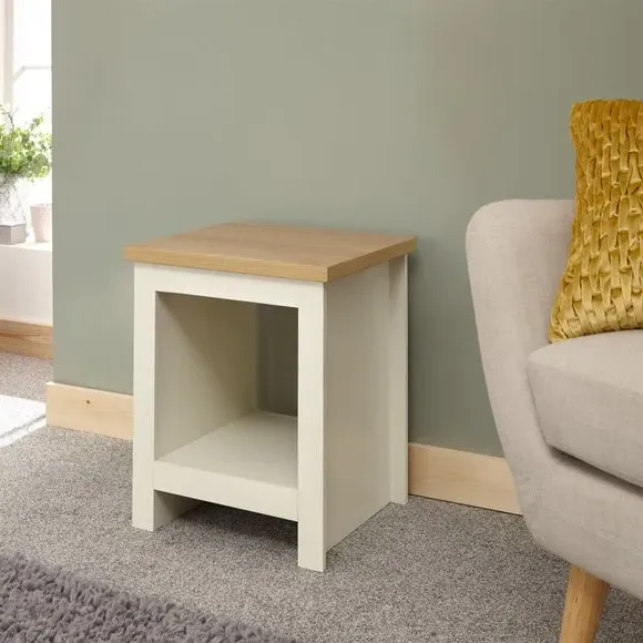 Side Table with Contrast Top - Cream, Wood