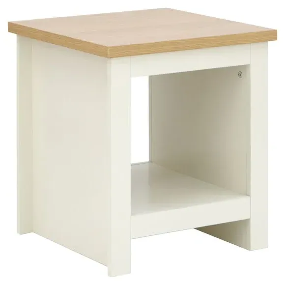 Side Table with Contrast Top - Cream, Wood