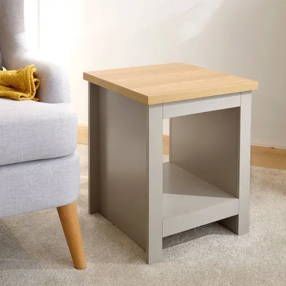 Side Table with Contrast Top - Grey, Wood