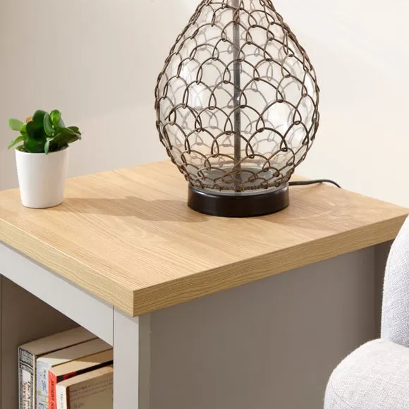 Side Table with Contrast Top - Grey, Wood