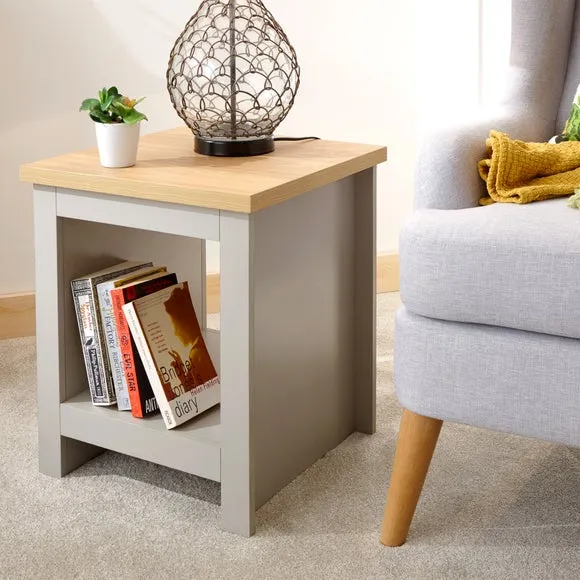 Side Table with Contrast Top - Grey, Wood