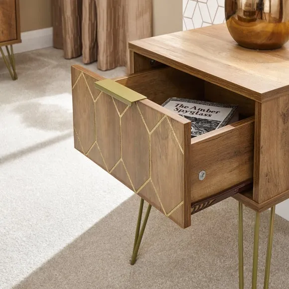 Side Table with Drawer - Brown, Mango Wood