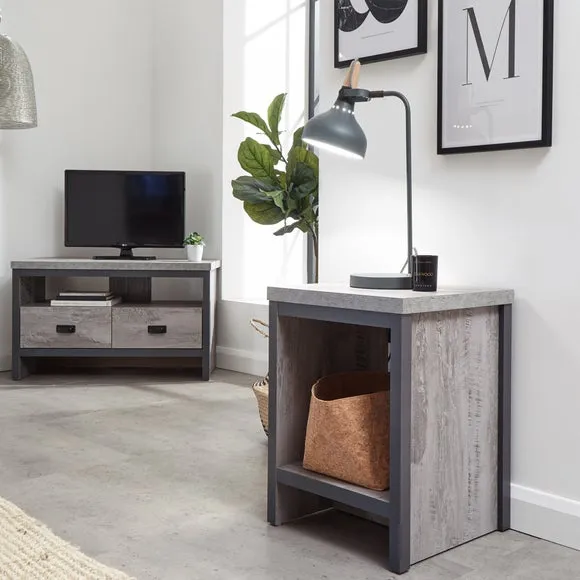 Side Table with Shelf - Grey, Wood