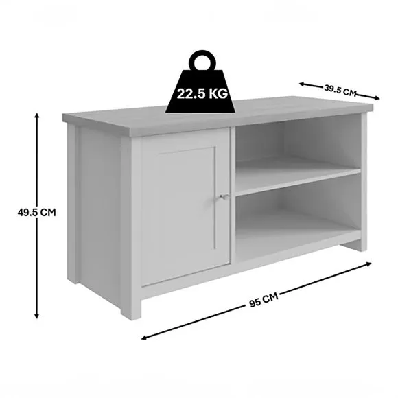 Small TV Unit for 42" TVs - Cream, Oak Veneer