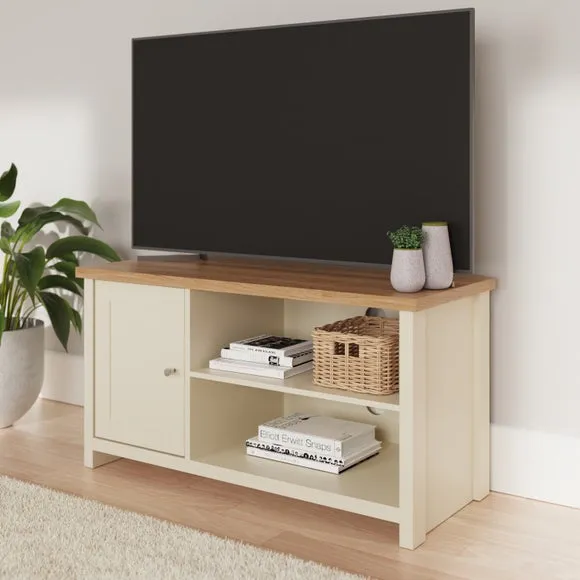 Small TV Unit for 42" TVs - Cream, Oak Veneer image