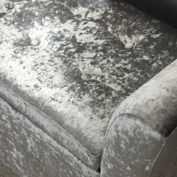 Storage Ottoman Window Seat - Grey, Velvet