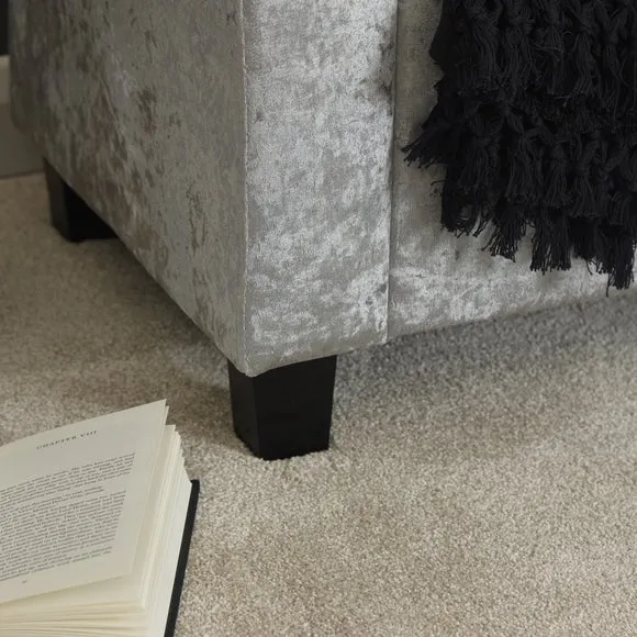 Storage Ottoman Window Seat - Grey, Velvet
