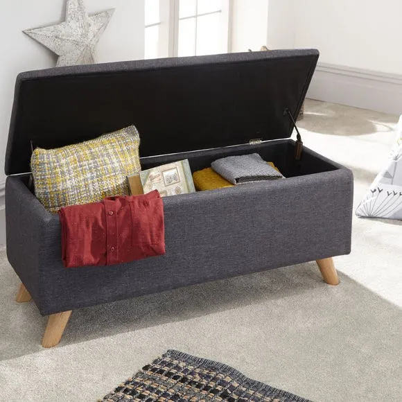 Storage Ottoman with Lift Lid - Grey, Fabric
