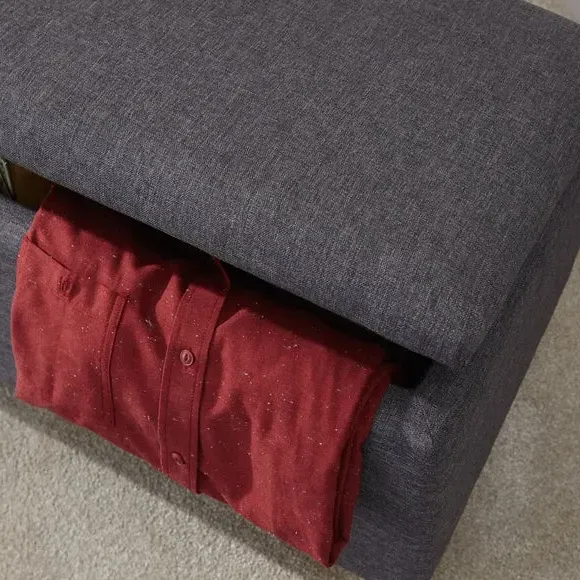 Storage Ottoman with Lift Lid - Grey, Fabric