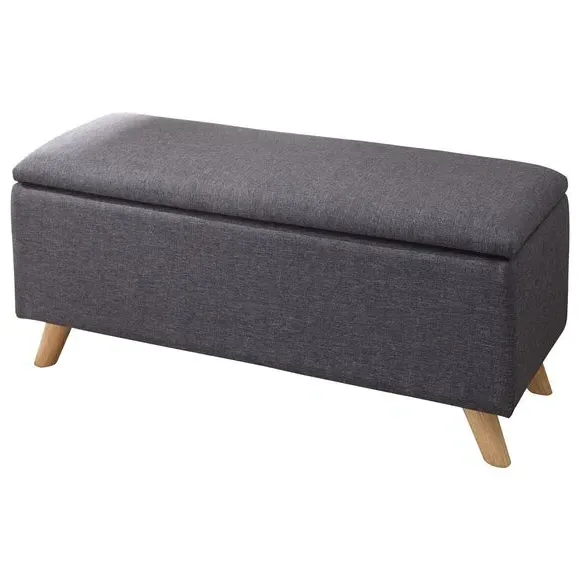 Storage Ottoman with Lift Lid - Grey, Fabric
