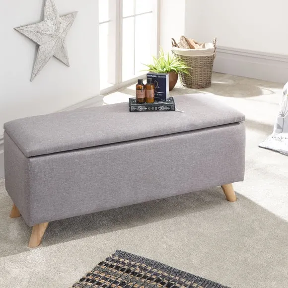 Storage Ottoman with Lift Lid - Light Grey, Fabric