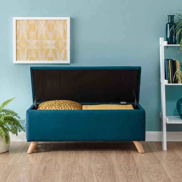 Storage Ottoman with Lift Lid - Teal, Fabric