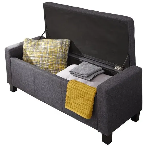 Storage Ottoman with Lift-Up Lid - Grey, Fabric