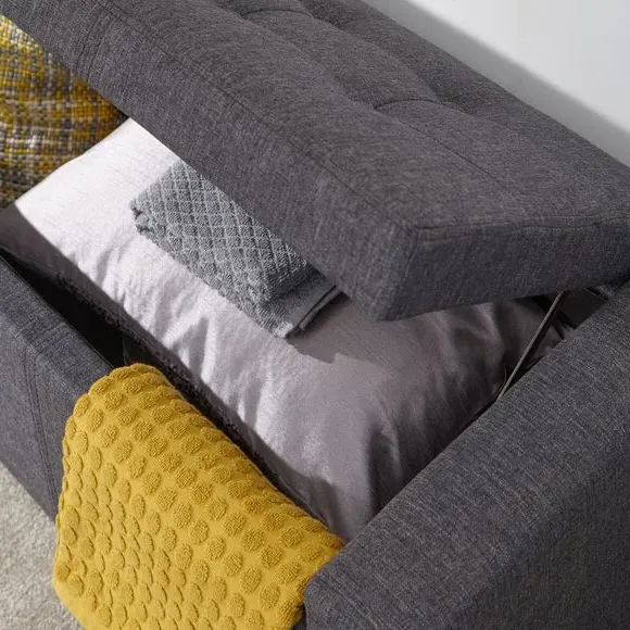 Storage Ottoman with Lift-Up Lid - Grey, Fabric