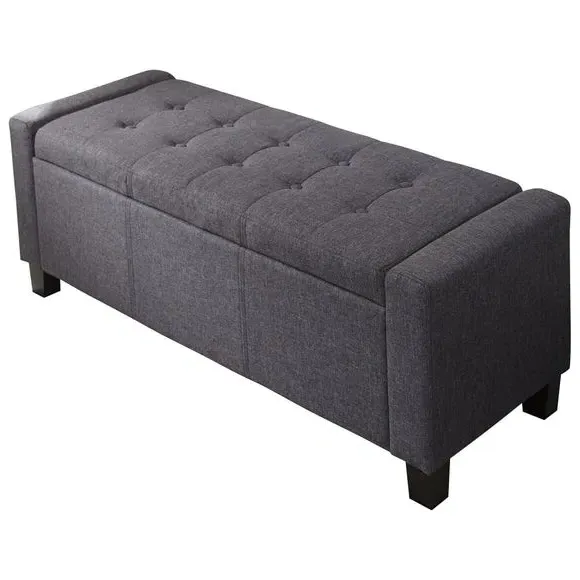 Storage Ottoman with Lift-Up Lid - Grey, Fabric