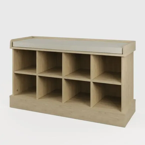Storage Shoe Bench with Cushion - Oak