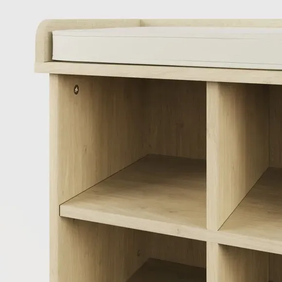 Storage Shoe Bench with Cushion - Oak