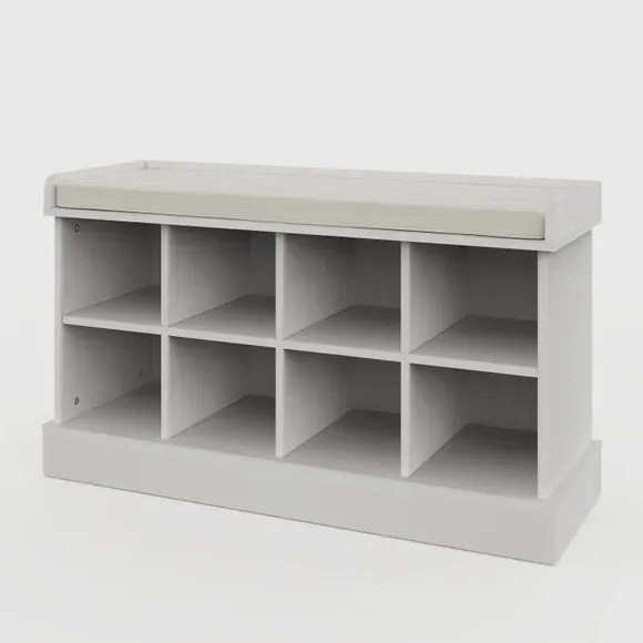 Storage Shoe Bench with Cushion - White