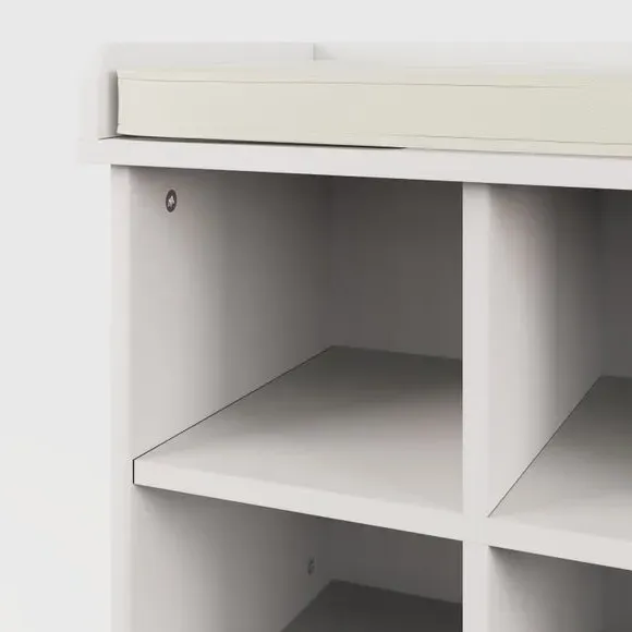 Storage Shoe Bench with Cushion - White