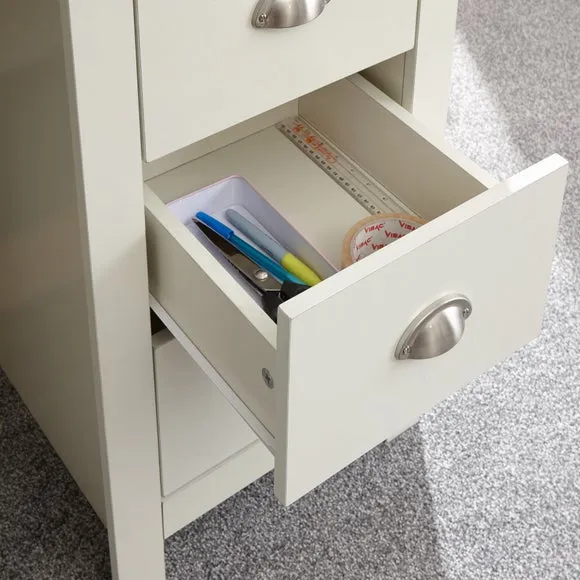 Study Desk with Storage - Cream, Oak Veneer