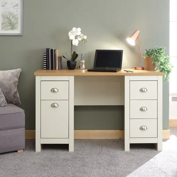 Study Desk with Storage - Cream, Oak Veneer image