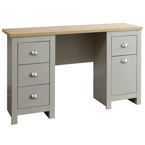 Study Desk with Storage - Grey, Oak Veneer