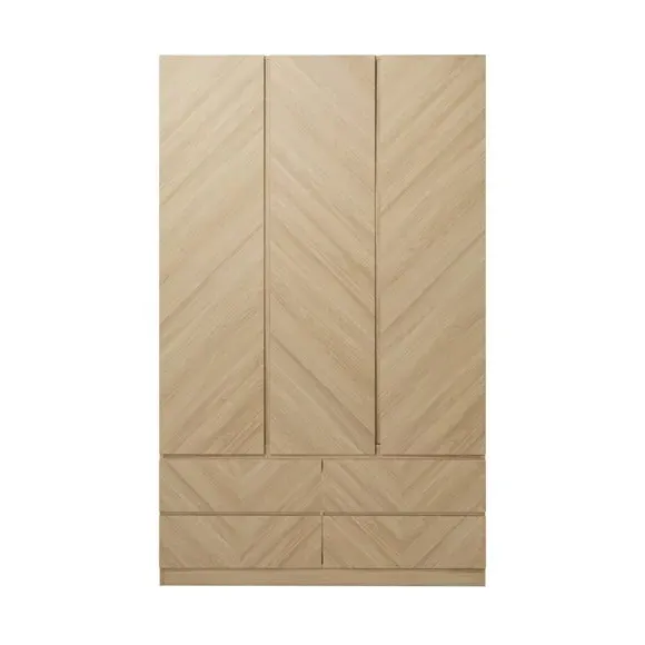 Triple 4-Drawer Wardrobe - Oak, Wood Effect