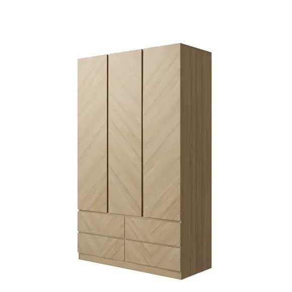 Triple 4-Drawer Wardrobe - Oak, Wood Effect