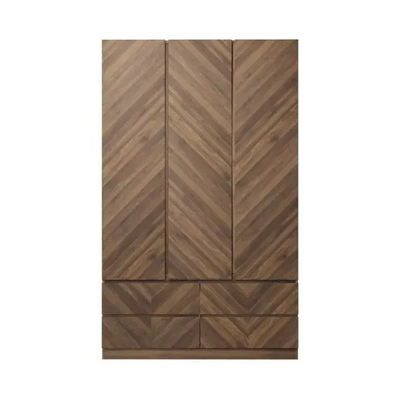 Triple 4-Drawer Wardrobe - Walnut, Wood Effect