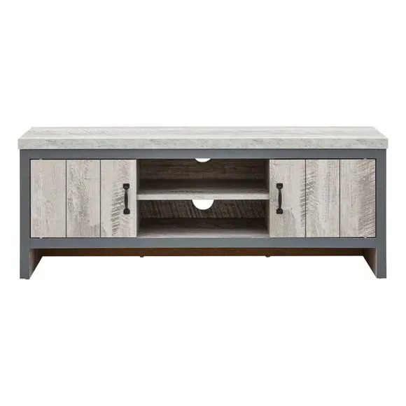 TV Unit with Storage - Grey, Wood Effect
