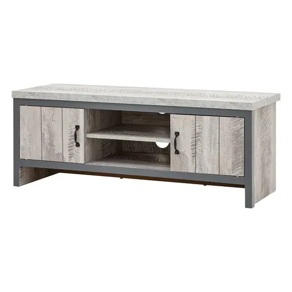 TV Unit with Storage - Grey, Wood Effect