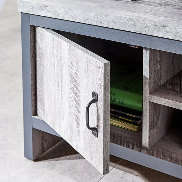TV Unit with Storage - Grey, Wood Effect