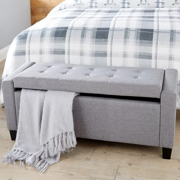 Upholstered Ottoman with Storage - Grey, Fabric
