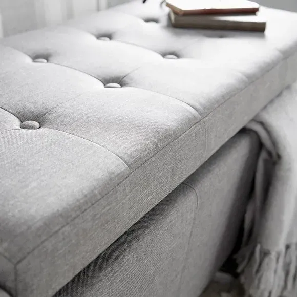 Upholstered Ottoman with Storage - Grey, Fabric