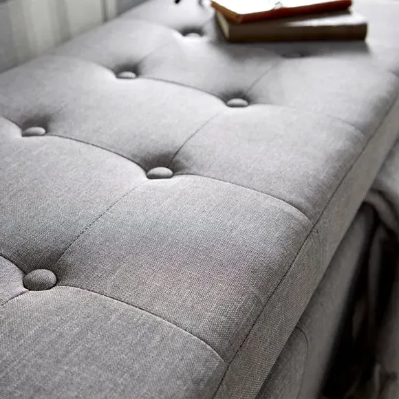 Upholstered Ottoman with Storage - Grey, Fabric