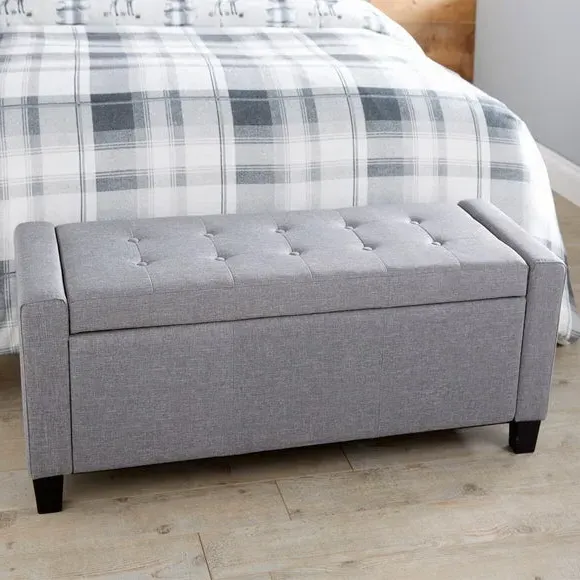 Upholstered Ottoman with Storage - Grey, Fabric image